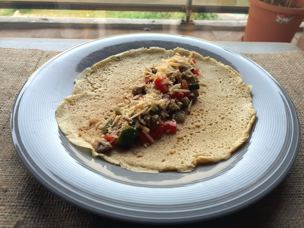 Pannenkoek kruidige groenten open